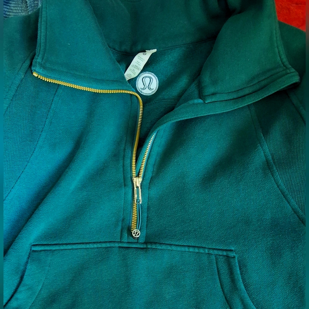 Lululemon Athletica Storm Teal Zip-Up Funnel Neck Cropped Scuba